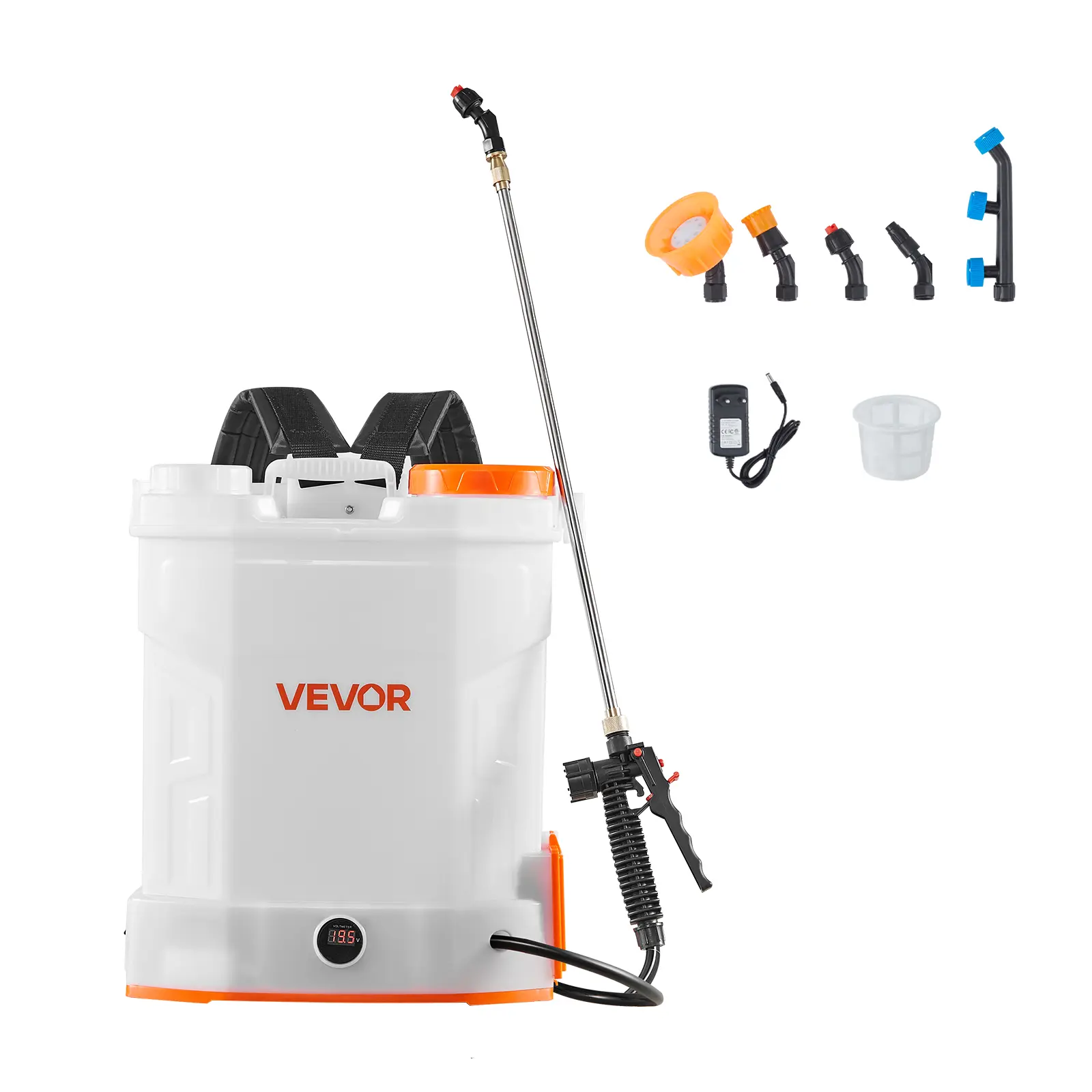 Battery Powered Backpack Sprayer, 3.2 Gal Powerful Electric Backpack Sprayer, 2 Retractable Wands & 5 Nozzles, Adjustable 0-90 PSI, 2 Hour Runtime, Portable Weed Sprayers for Yard Garden Lawn