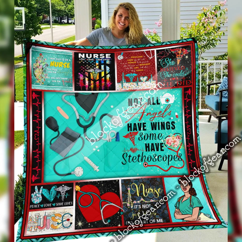 Nurse, Not All Angels Have Wings Some Have Stethoscopes Quilt Blanket