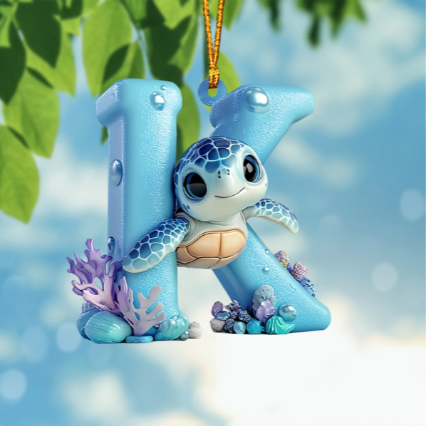 Cute Turtle Letter Shaped Ornament