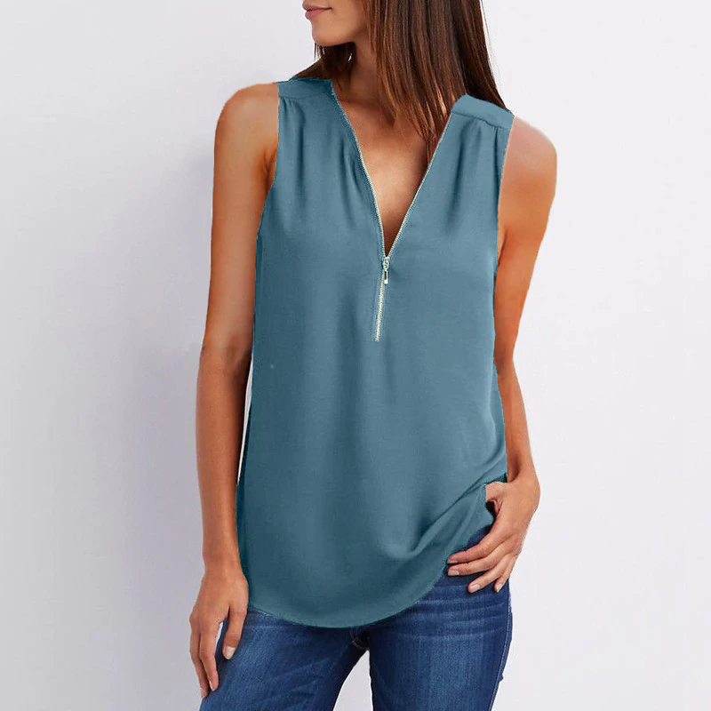 Koszulka bez rękawów luźna szyfonowa Tank Top