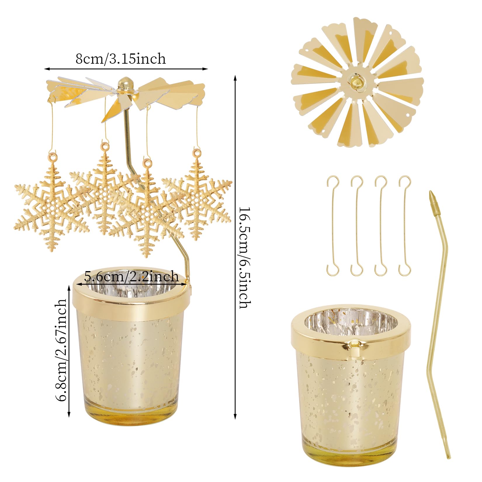 🔥ON SALE🔥2Pcs Rotating Christmas Snowflake Candle Holder