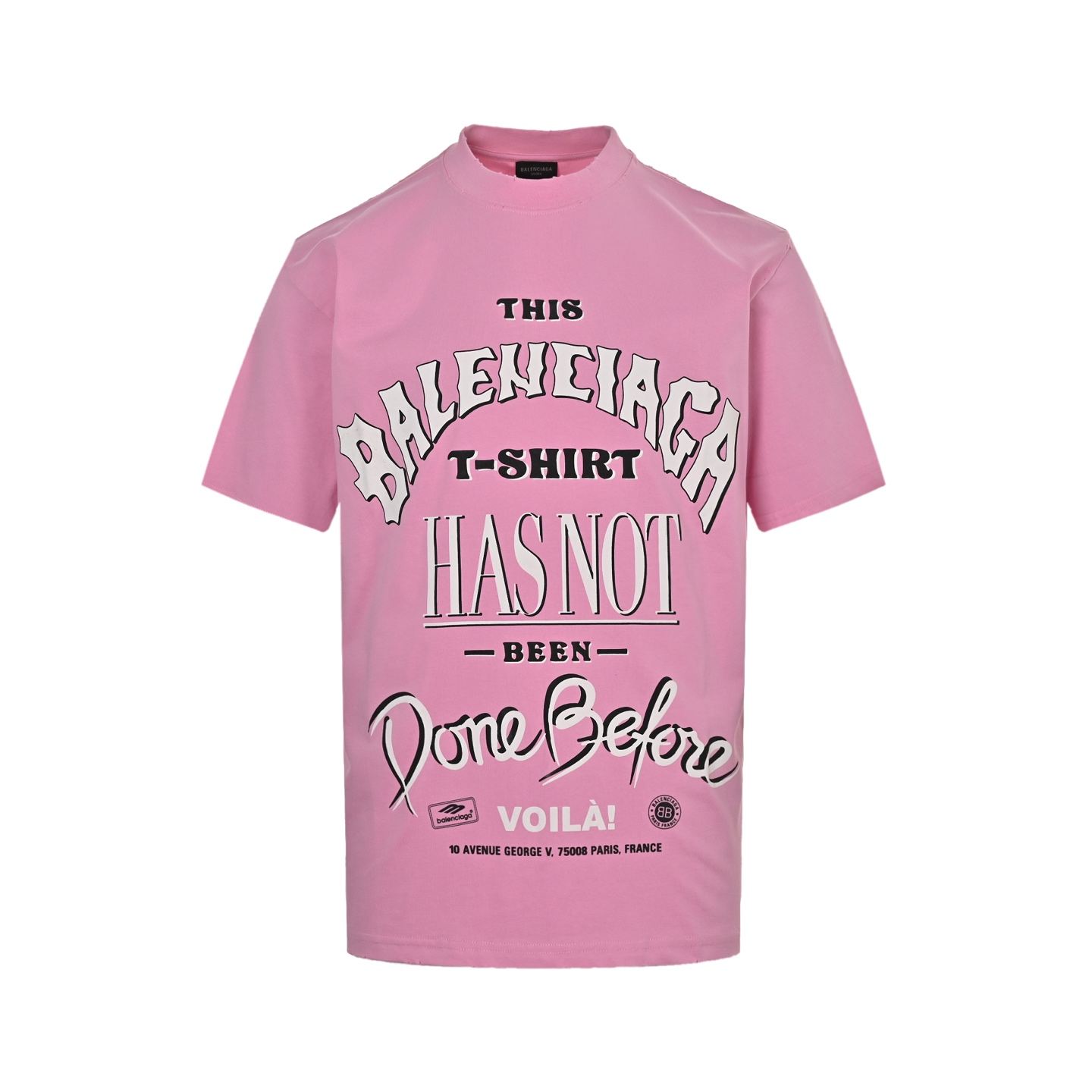 Balenciaga pink foam letter printing logo made of old short sleeves