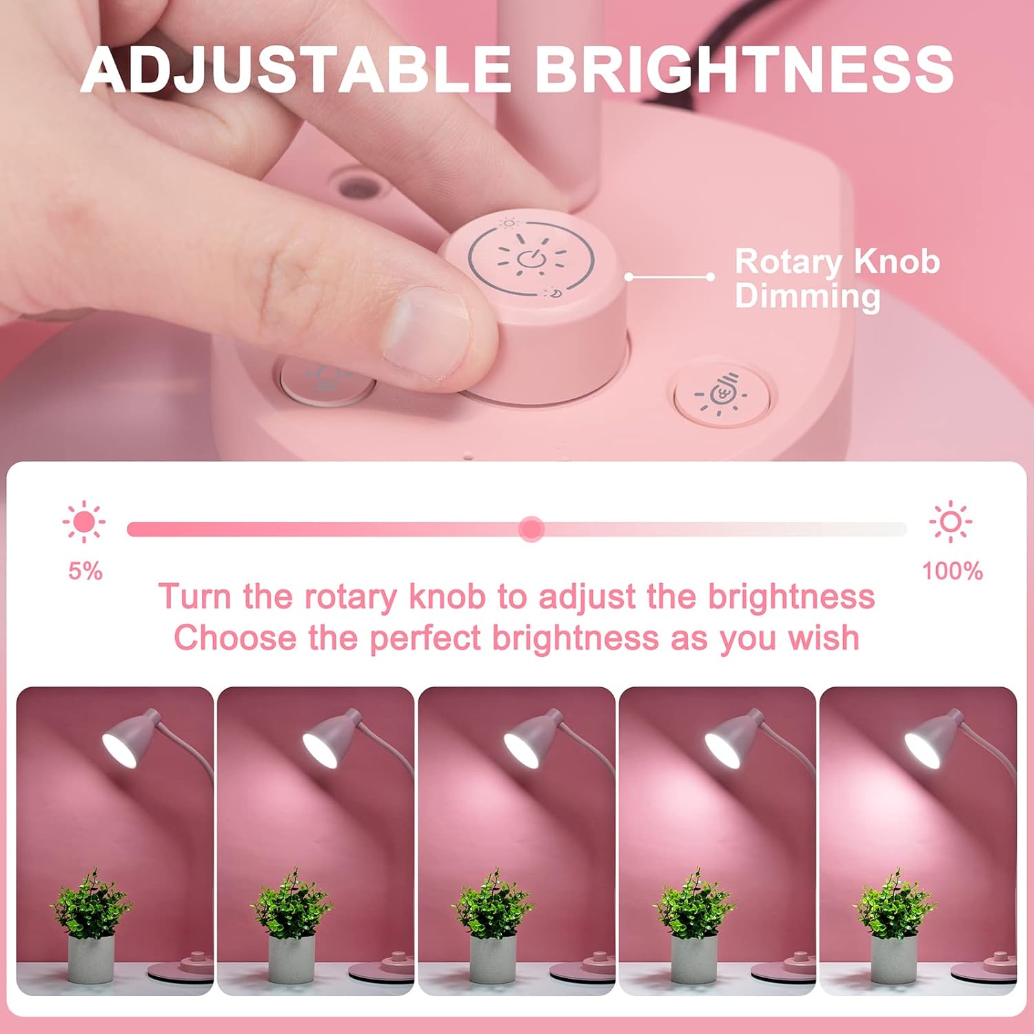 BOHON LED Desk Lamp with USB Charging Port 3 Color Modes Dimmable Reading Light Intelligent Induction Auto Dimming Task Lamp Flexible Gooseneck Table Lamp for Bedside Office, AC Adapter Include