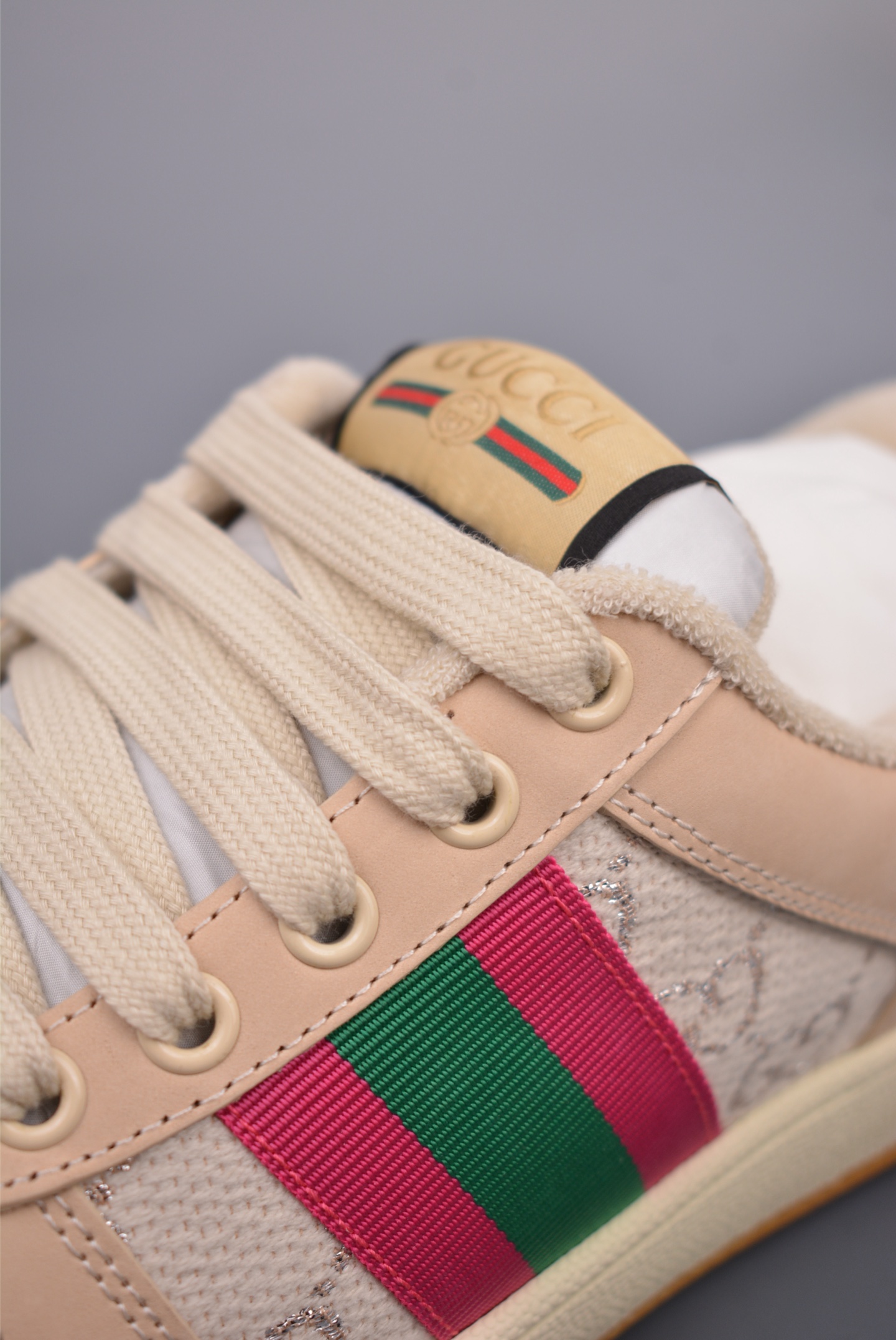 Gucci Screener GG Sneaker Low Pink and Green Lurex