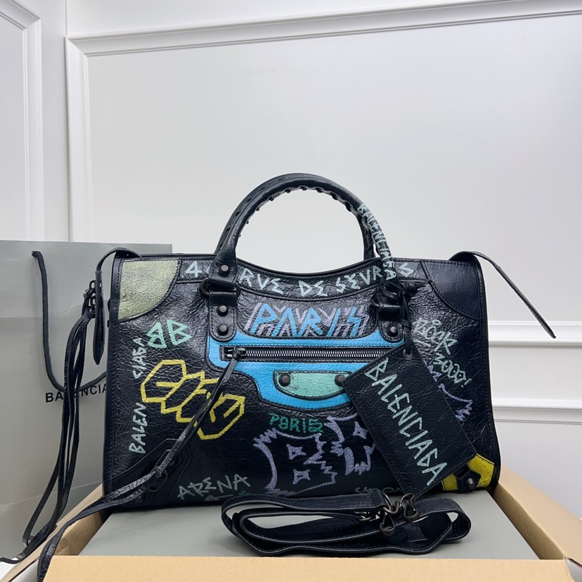 Balenciaga Mini City Graffiti Tote Bag