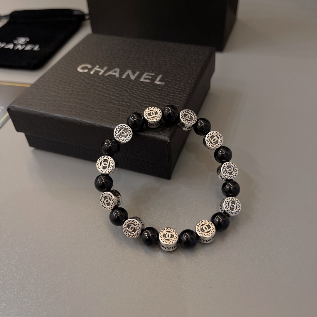 Chanel obsidian distressed bracelet