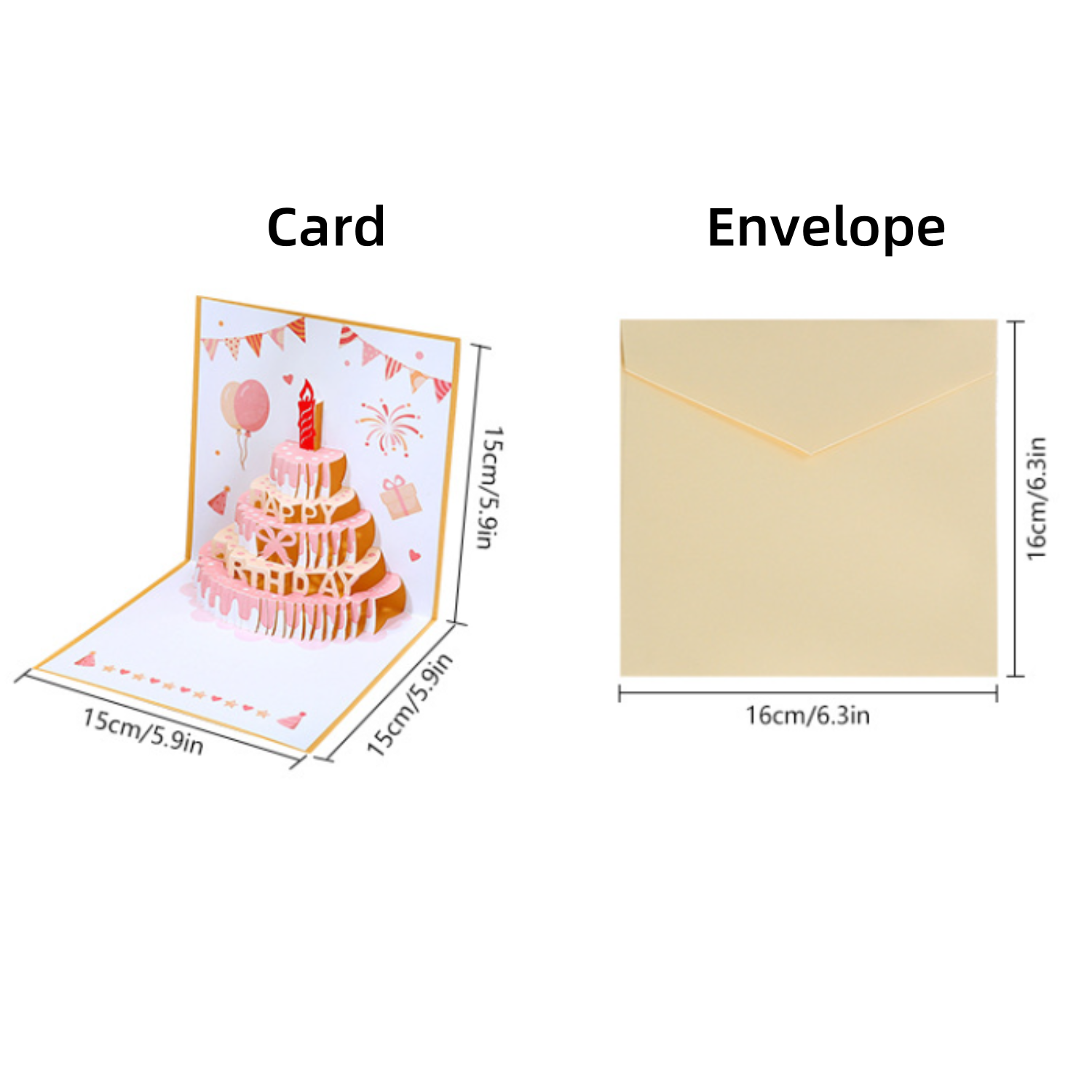 ✨Flash Sale✨Pop Up Cake Light and Music Happy Birthday Card Gift with Envelope