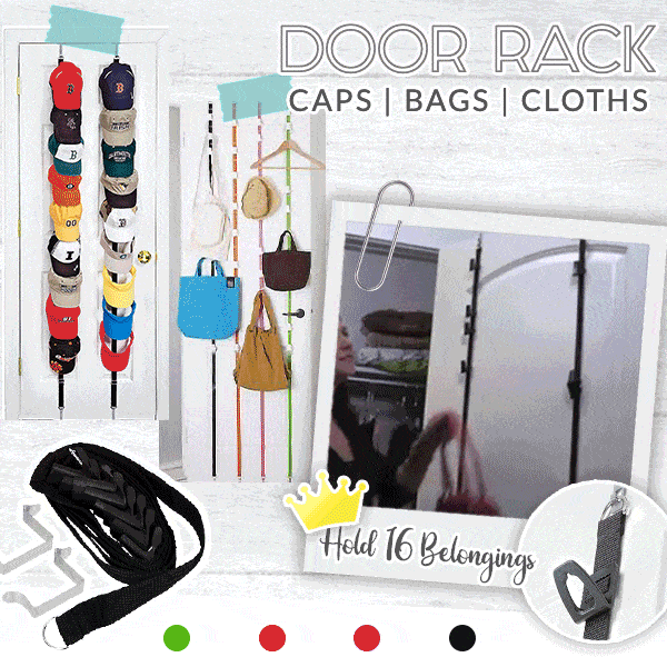 Adjustable Cap & Bag Storage Belt Door Rack