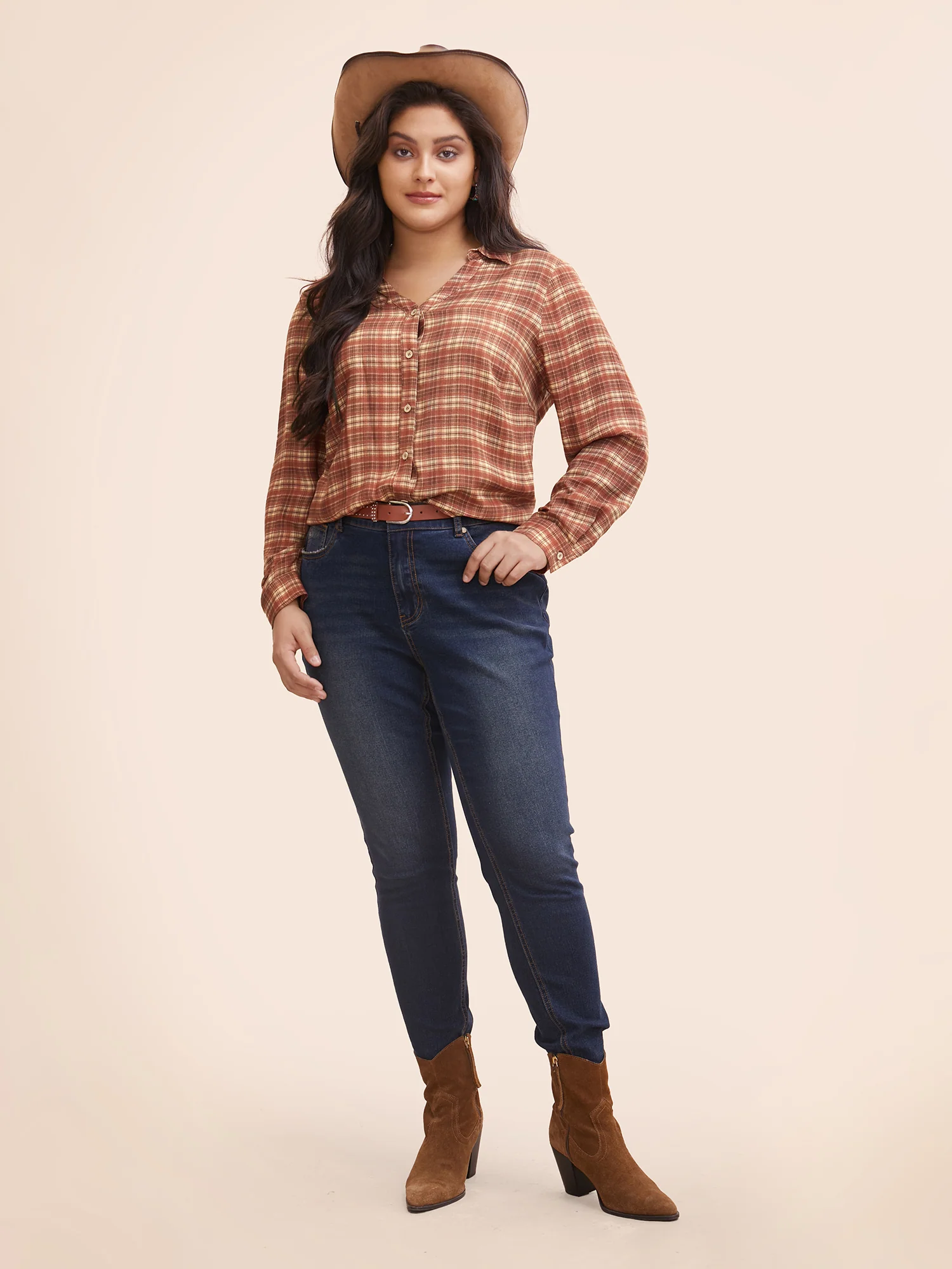 Plaid Long Sleeves Blouse