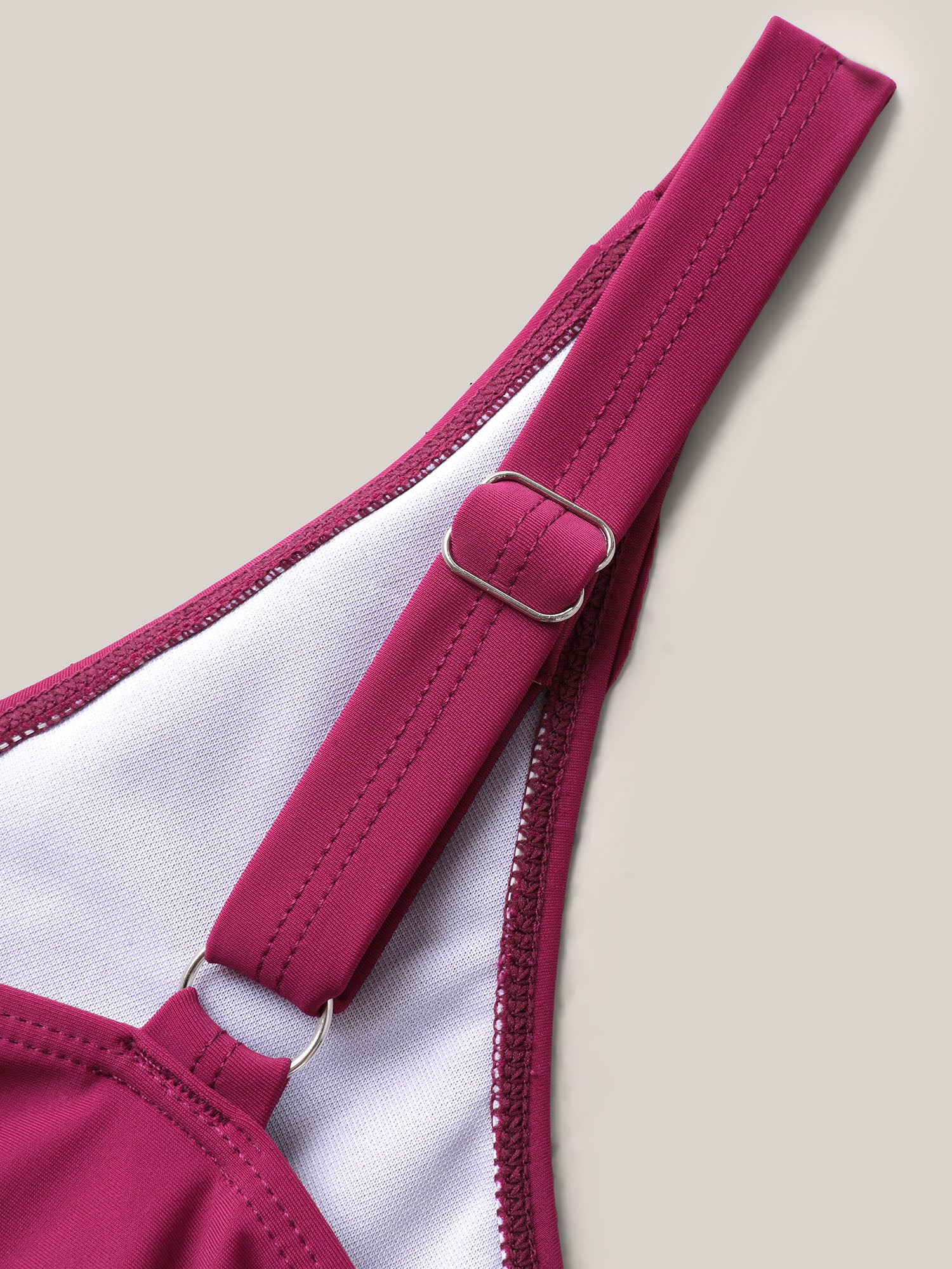 Ruffle Collar Hi-Low Hem Swim Top