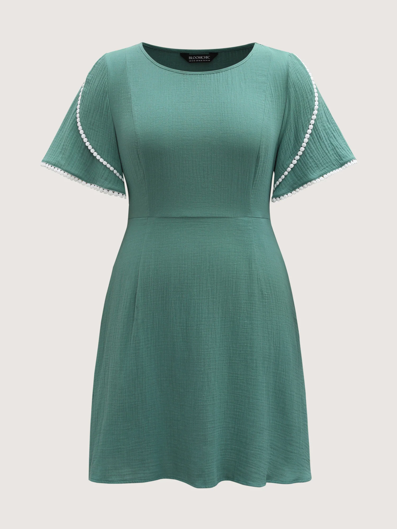 Pure Cotton Textured Lace Trim Midi Dress