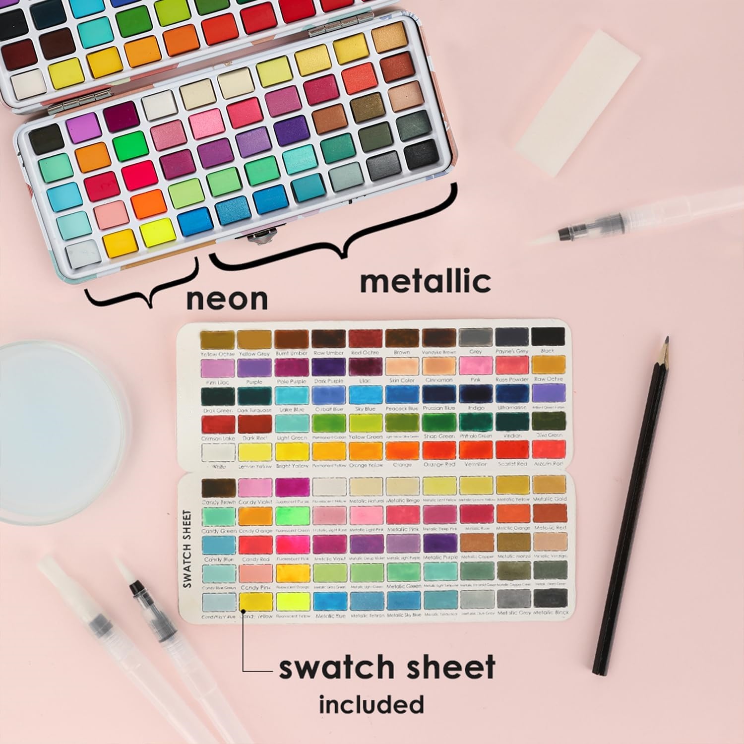 Perfect Starter Kit for Painting - Premium Watercolor Paint Set - with Water Brush Pens and Brush