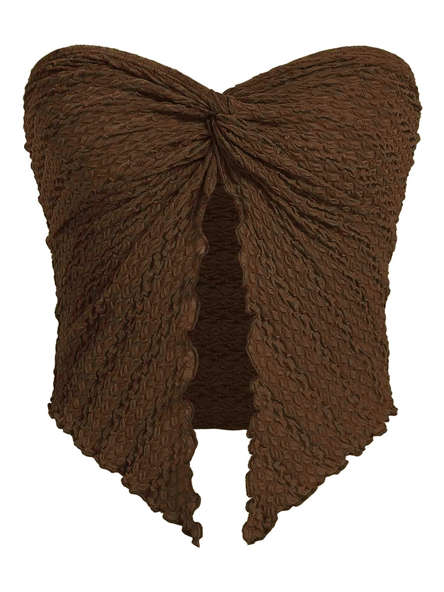 Fashion Sexy Pleated Twist Tube Top Backless Top