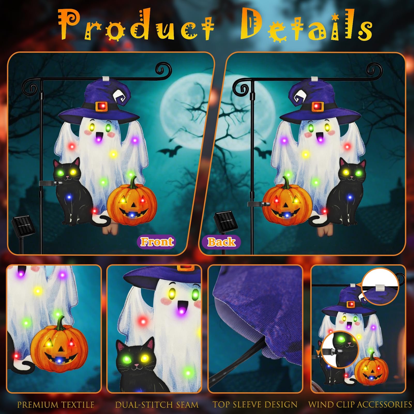 Lighted Shaped Halloween Garden Flags