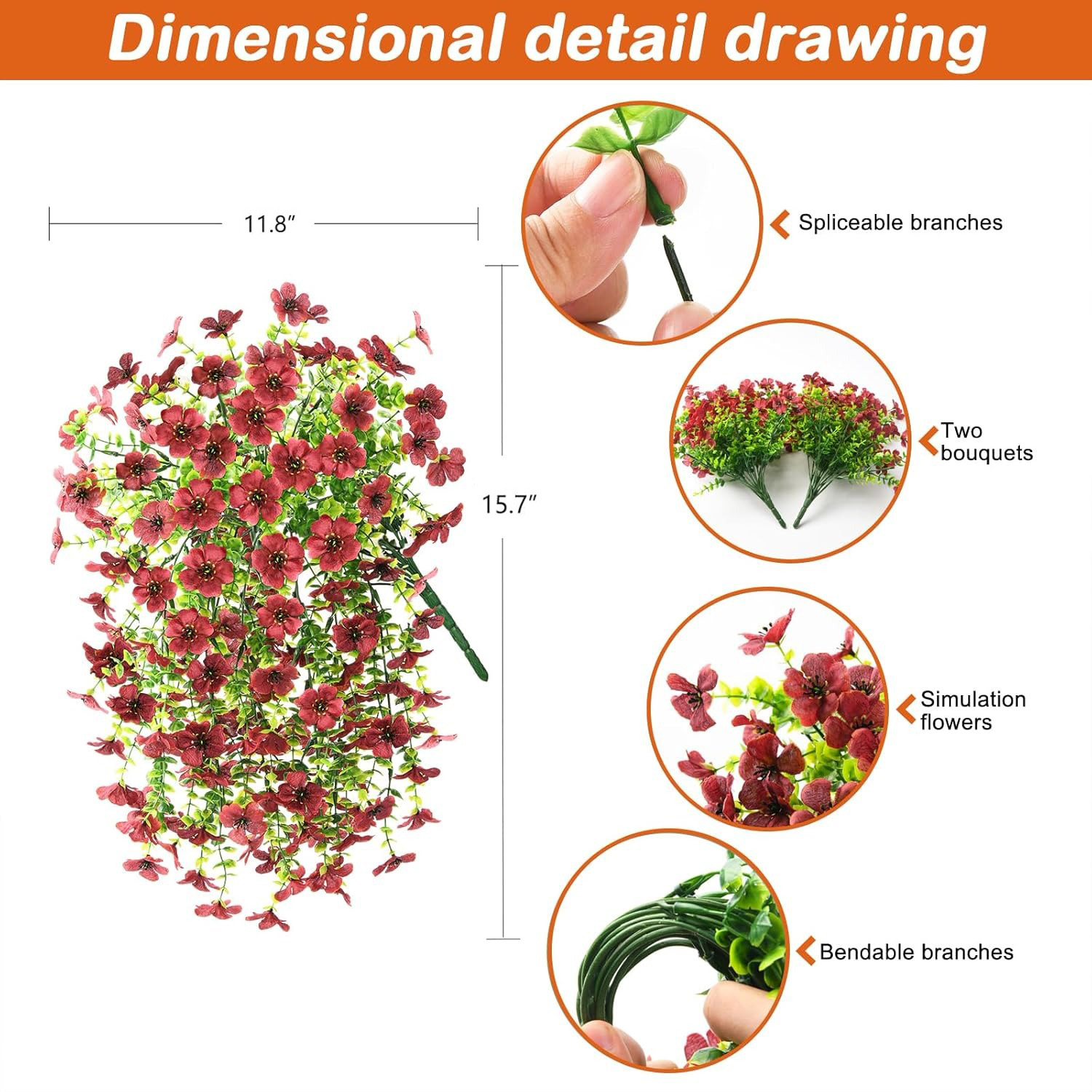 🔥LAST DAY 50% OFF🔥2 PCS Artificial Hanging Silk Fake Daisy Realistic Flowers ,UV Resistant