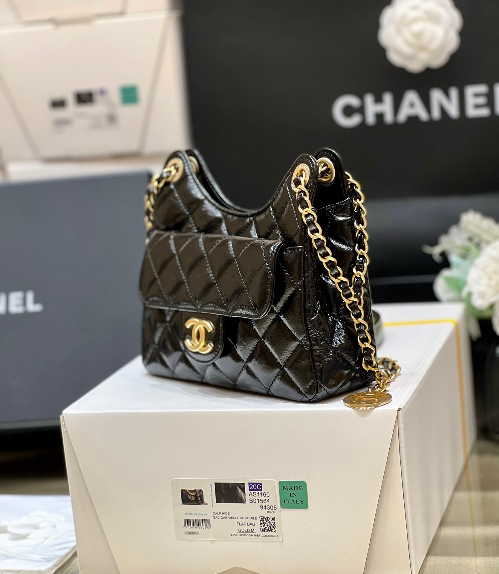 Chanel 23P Spring/Summer Series No. 5 Gold Coin Hobo Hippie Bag 3710