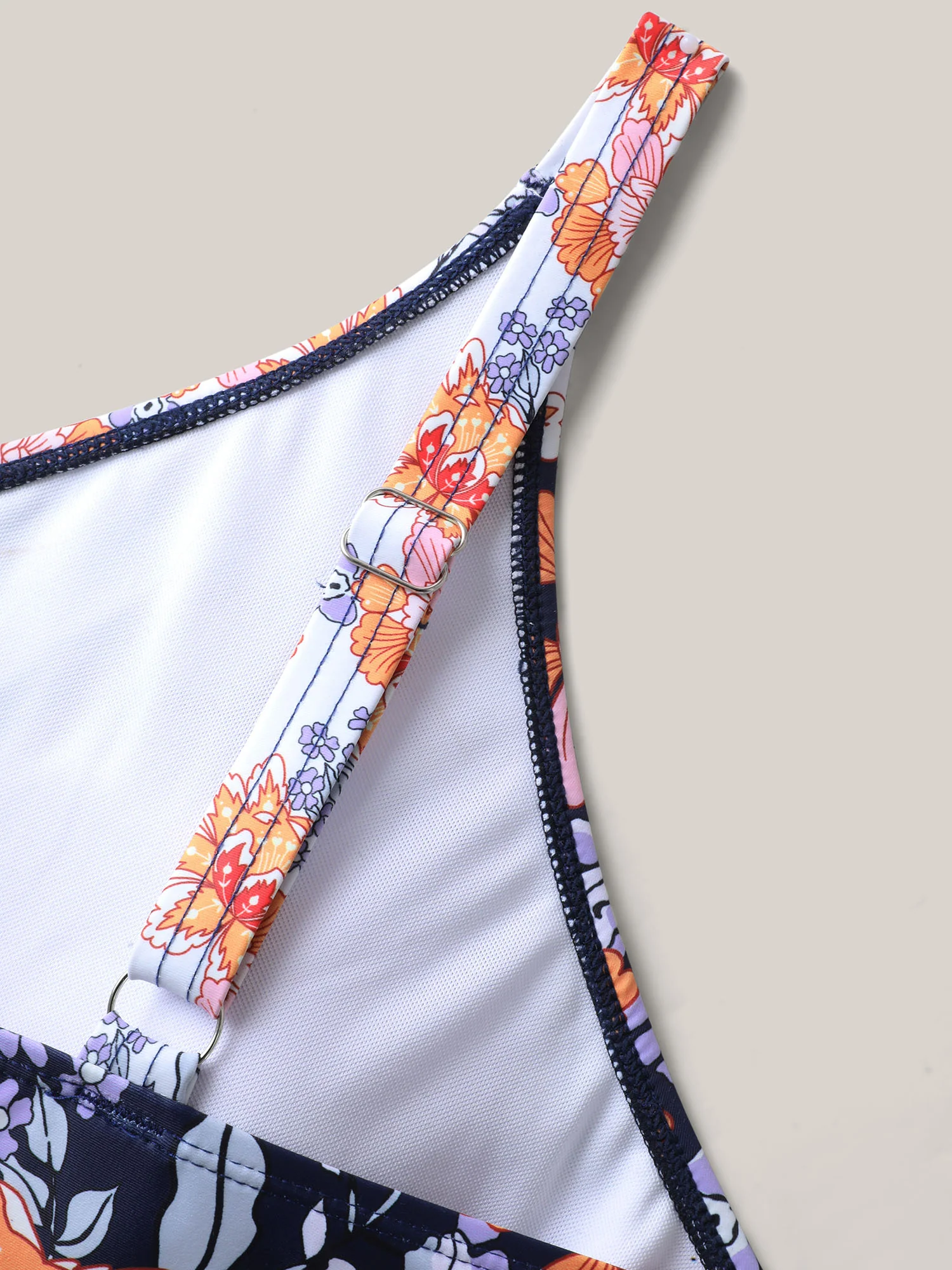 Floral Print Surplice Neck Swim Dress