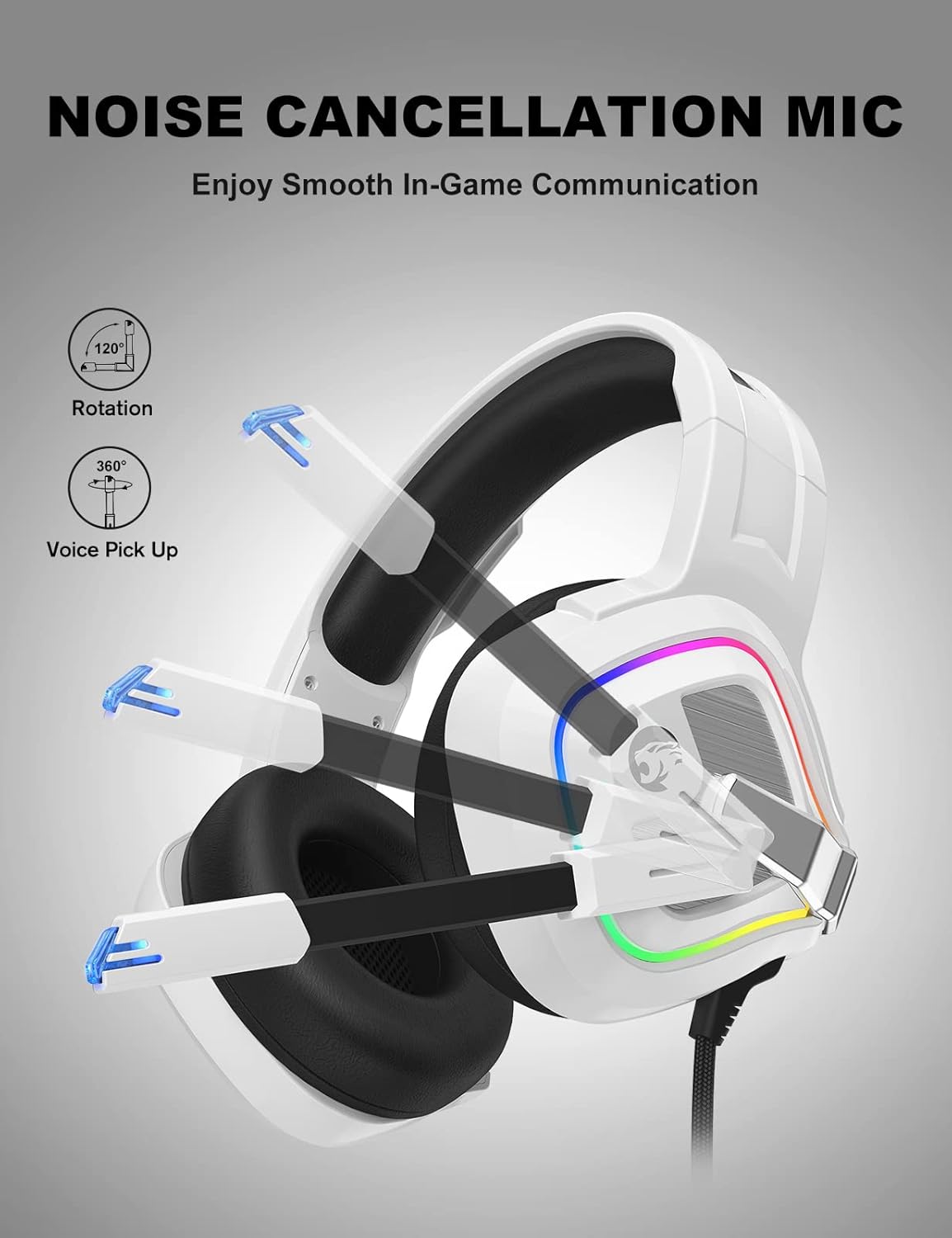 ZIUMIER Z66 Gaming Headset, Wired, Over-Ear, Noise Cancelling Mic, RGB Light, Stereo Surround Sound, Compatible with PS4, PS5, Xbox One, Laptop (Green)