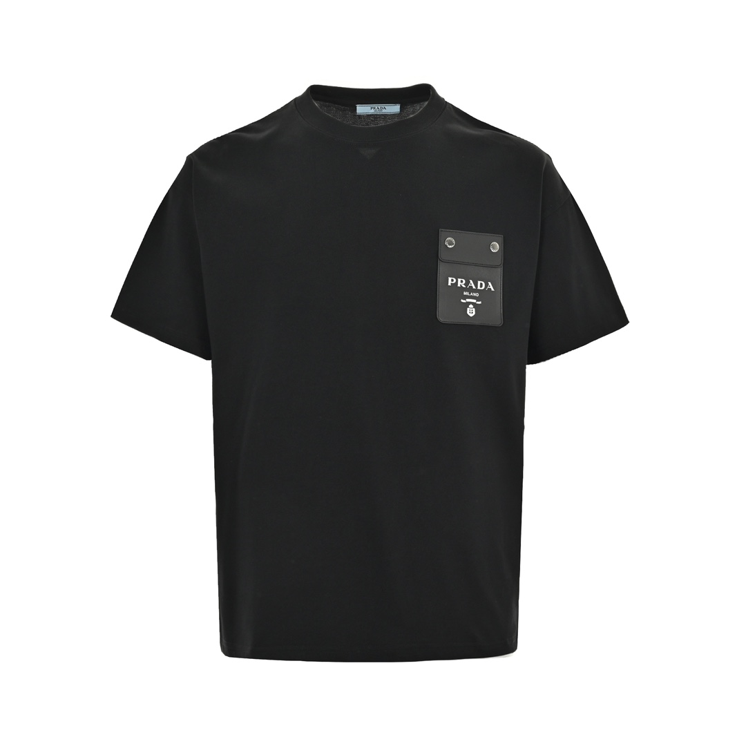 Prada 24ss leather patch faux pocket short sleeve
