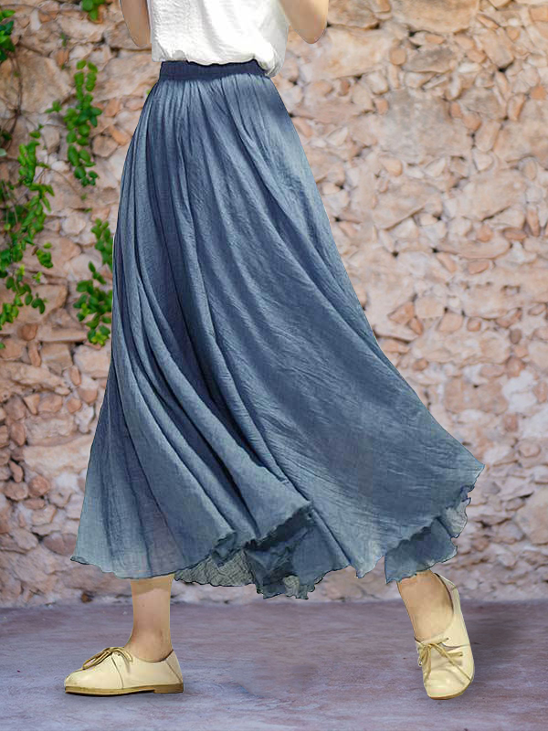 Comfy Cotton & Linen Flowy Wide Skirt
