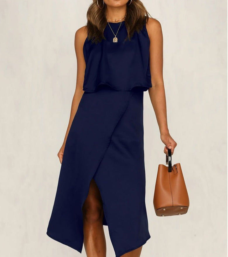Round Neck Two-piece Set With Irregular Slits