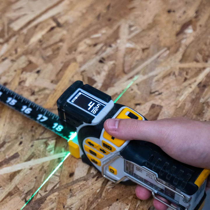 Professional Digital Tape Measure - Accurate Measuring Tool with Green Laser, E-Paper Measuring List, Measurements Shared Over Bluetooth, Replaceable Blades