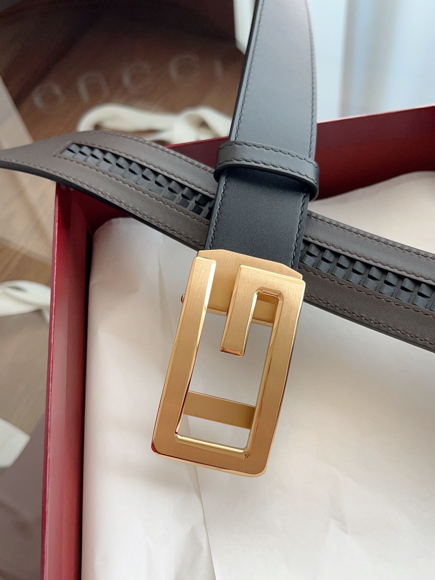 Gucci automatic smooth buckle double-sided cowhide belt width 3.5cm