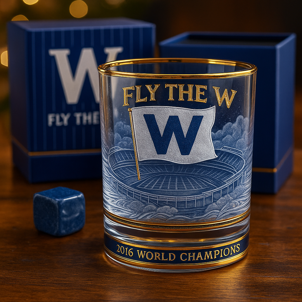 W Flag - Cubs Victory Whiskey Glass