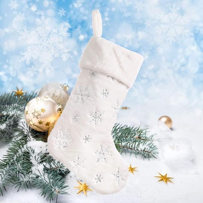 🧦🧦4 Pieces - Deluxe Cream White Faux Fur Christmas Stockings