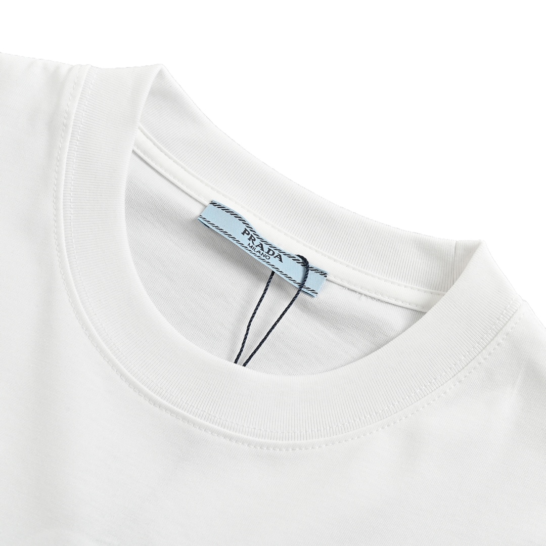 Prada 24ss toothbrush embroidered letter logo short sleeve
