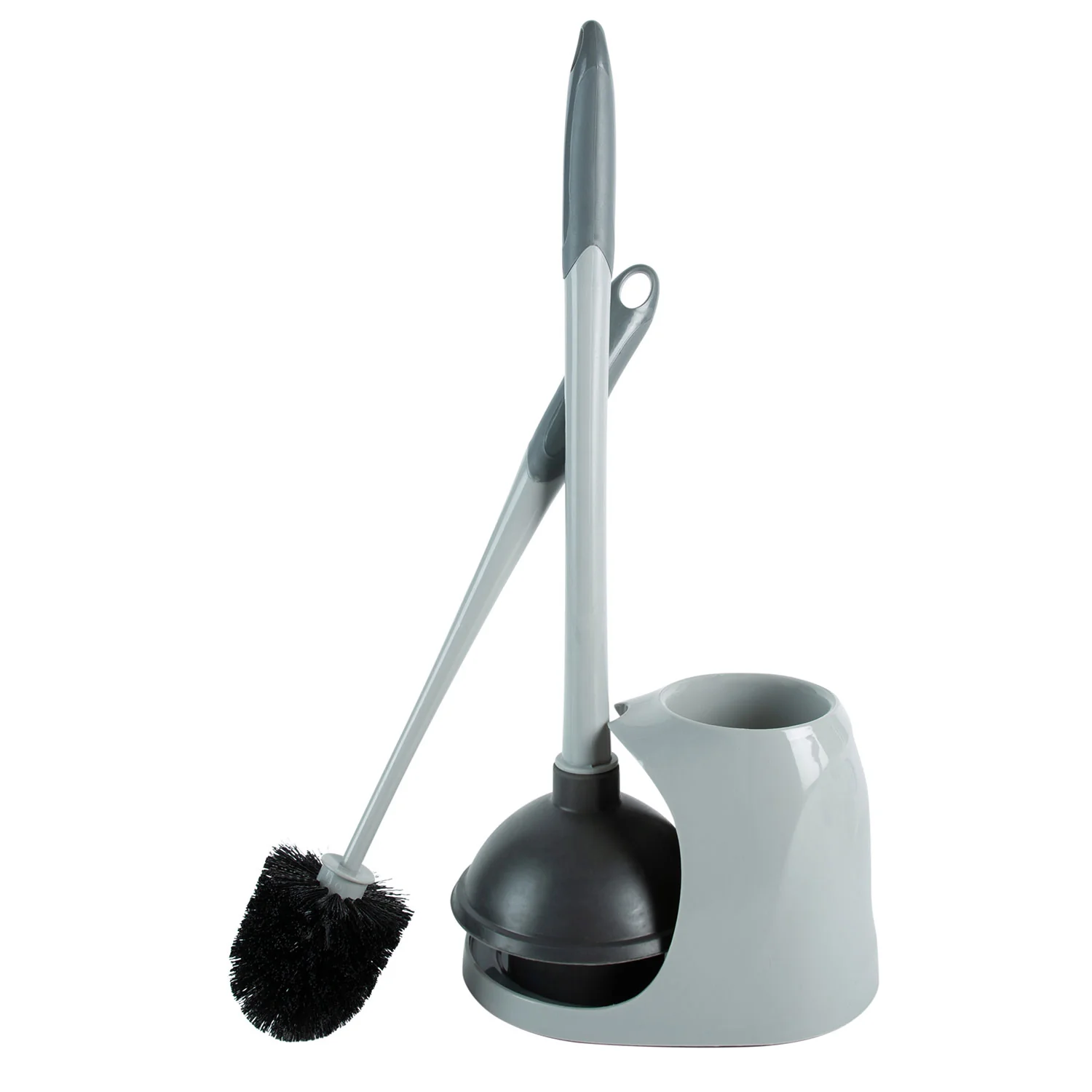 Bath Bliss 2-in-1 Bowl Brush & Plunger, Grey