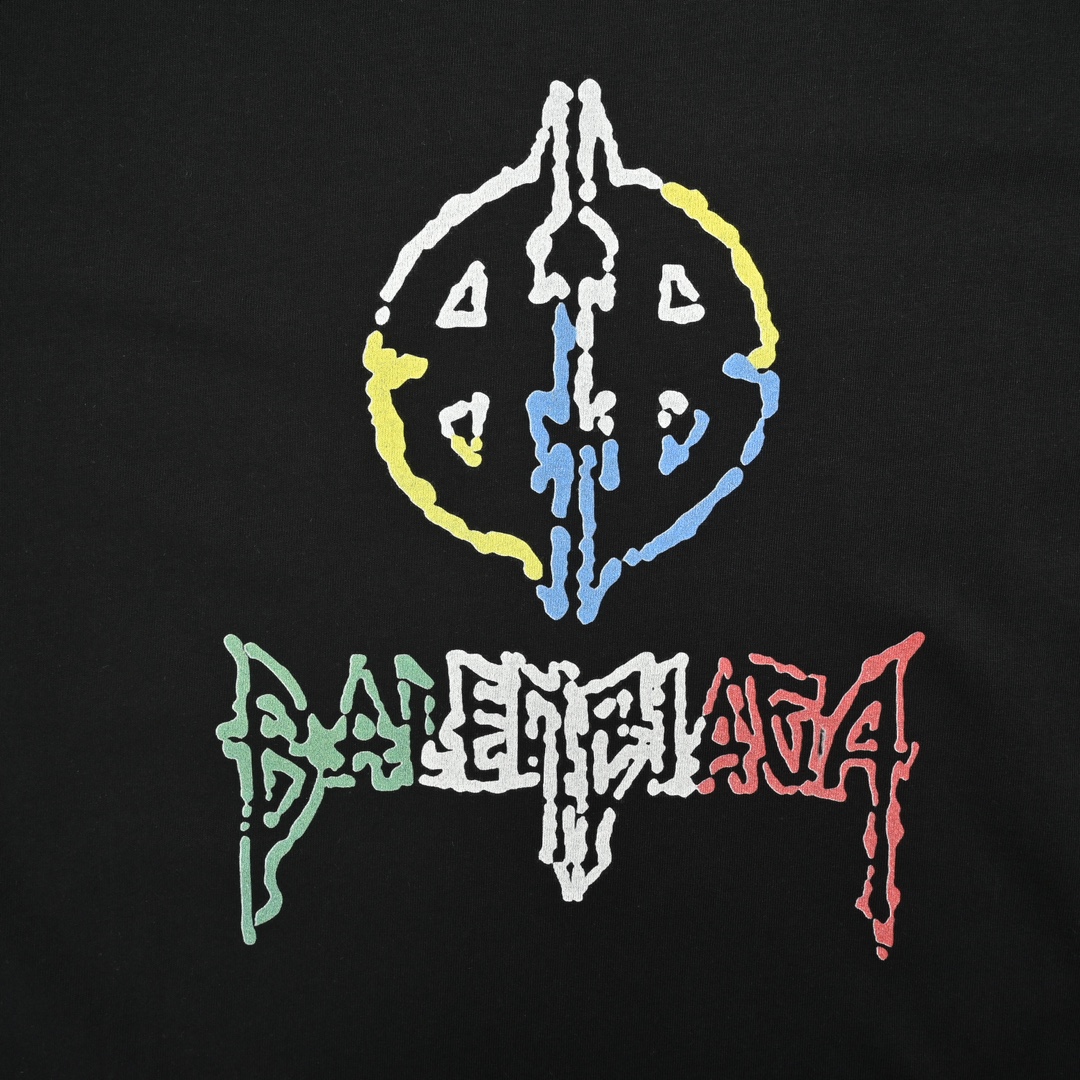 Balenciaga 24ss colorful logo printed short sleeves