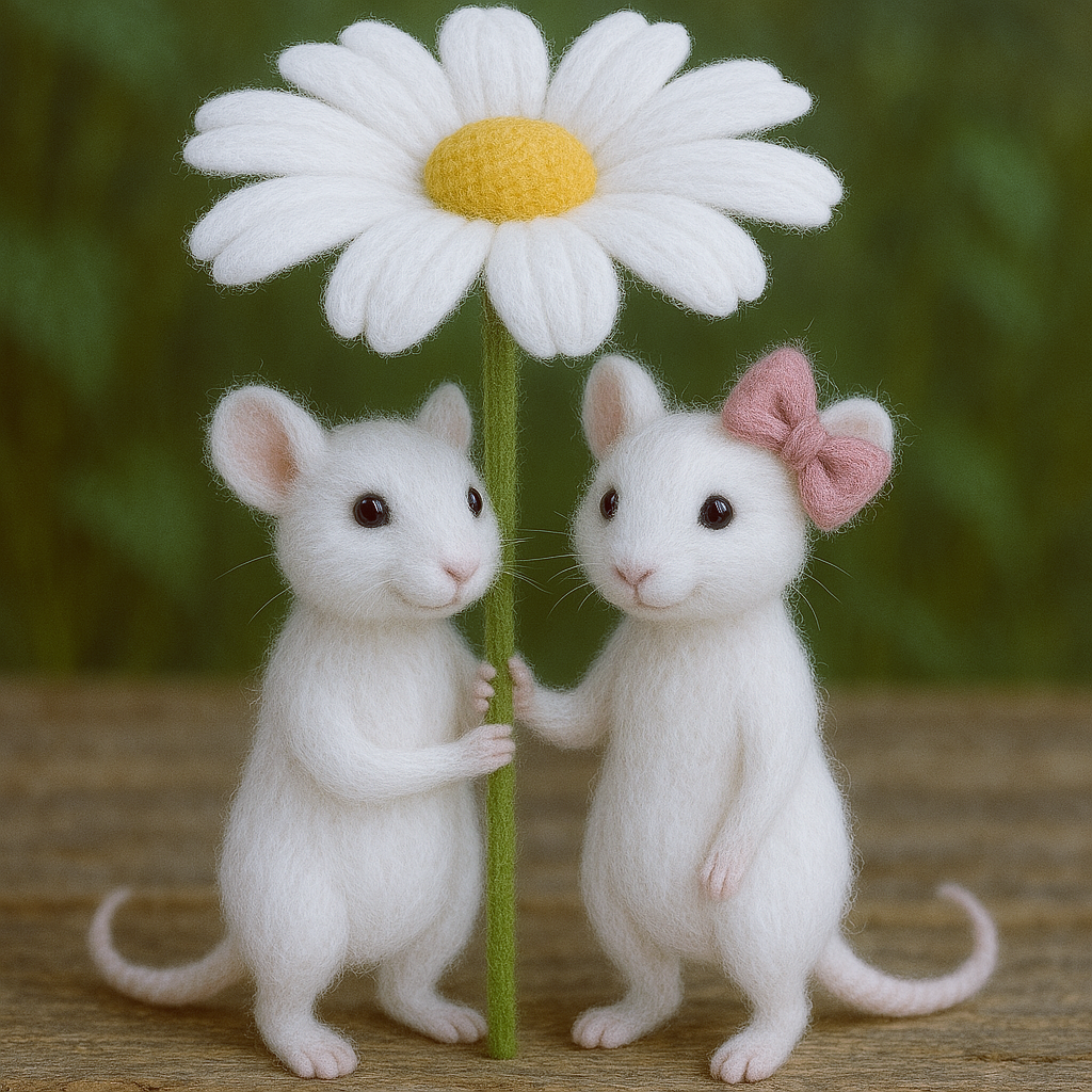 Needle Felted Wool Mouse & Daisy🌼| A Heartwarming Gift for Mom🎁