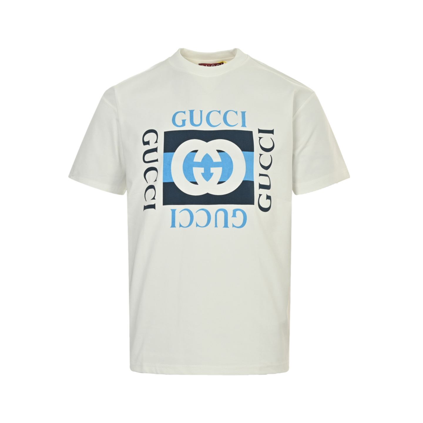Gucci 25ss Double G square logo print short-sleeved shirt