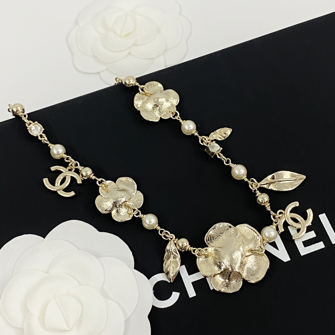 CHAN 24 multi-element camellia pearl waist necklace