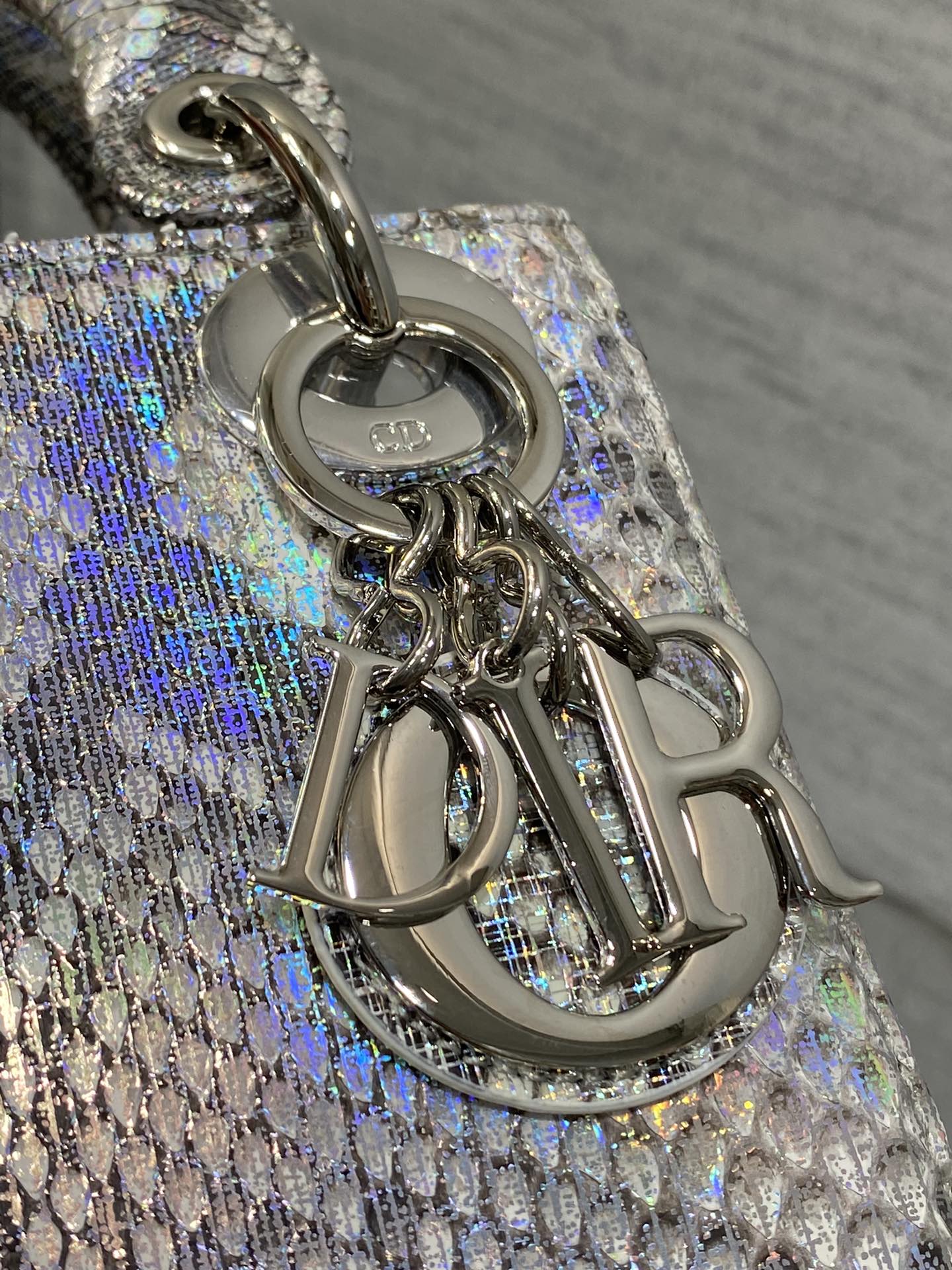 Dior Lady three-grid rare snakeskin Princess Diana bag