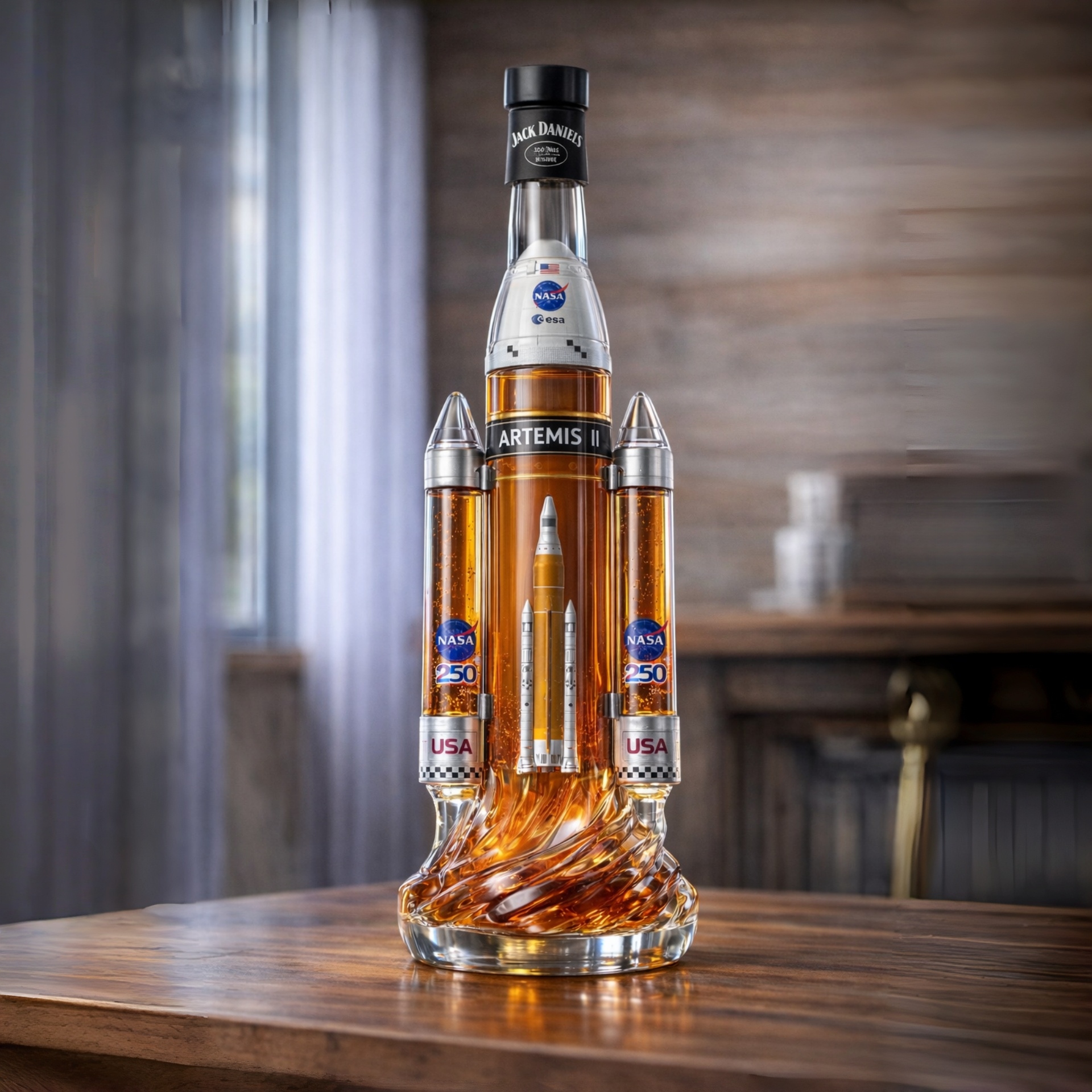NASA Artemis II Launch Vehicle Whiskey Bottle