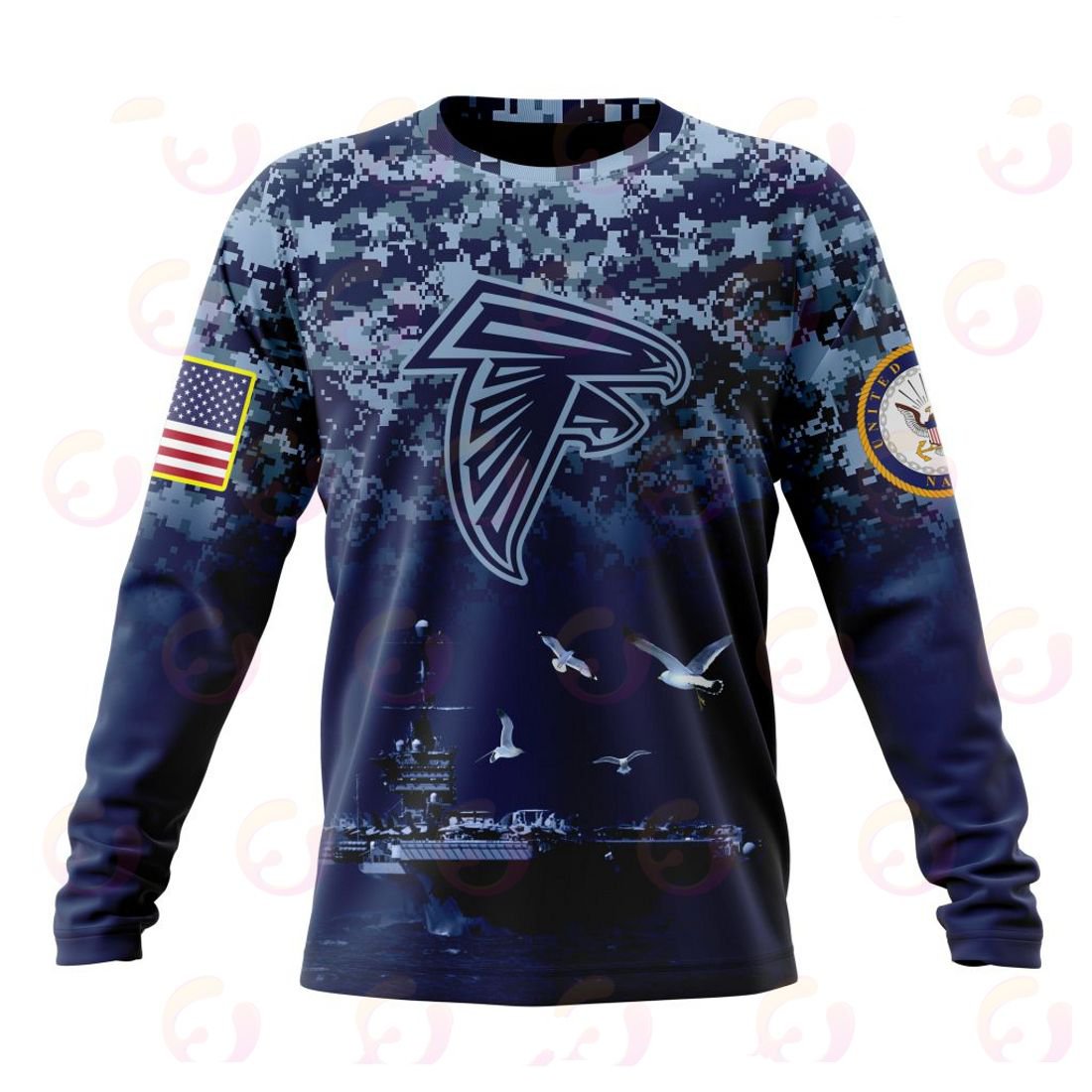 ATLANTA FALCONS 3D HOODIE HONOR US NAVY VETERANS
