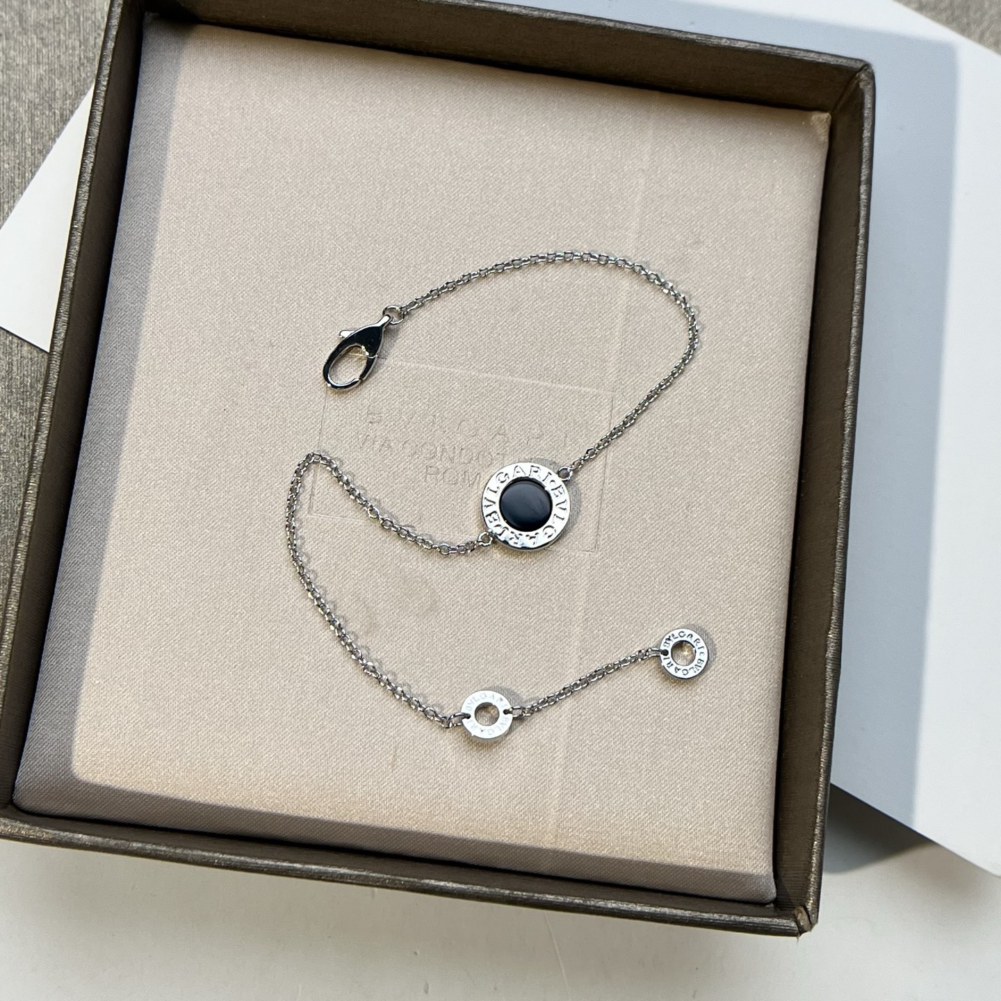 Bulgari round black agate bracelet