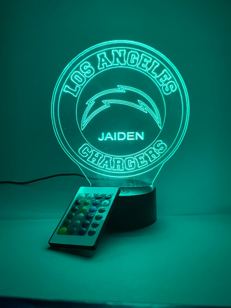 LOS ANGELES CHARGERS 3D LAMP PERSONALIZED