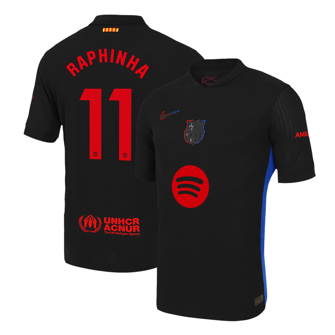 Authentic Barcelona RAPHINHA #11 Away Football Shirt 2024/25 with Spotify logo without text