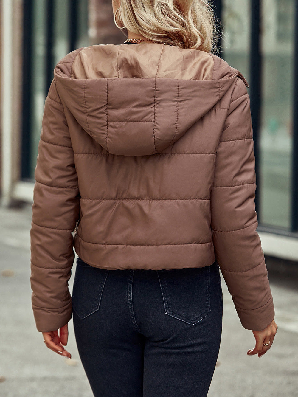 Women Clothing Casual Zipper Cotton Coat Jacket Hooded Coat Women