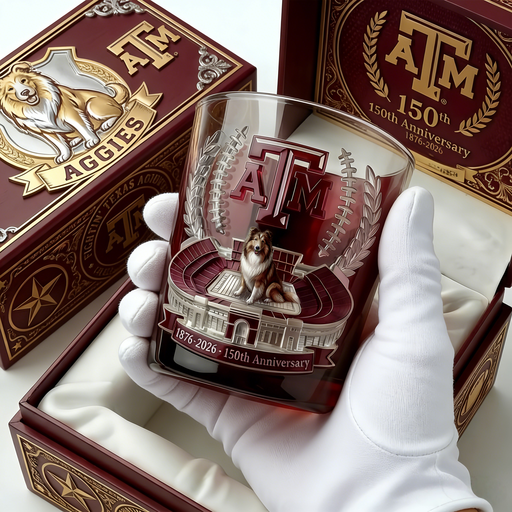 Texas A&M Aggies 150th Anniversary Commemorative Whiskey Glass