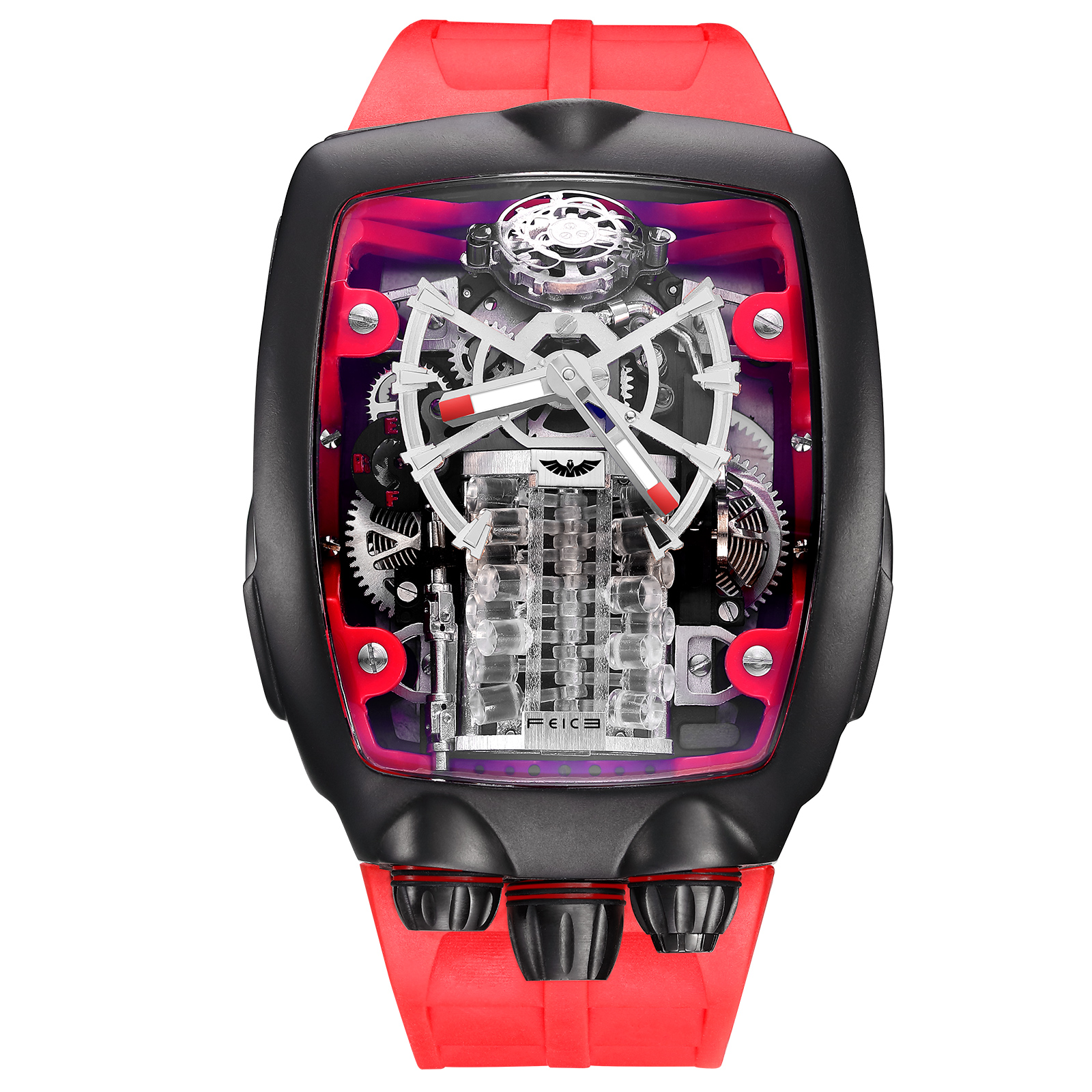 FM666 Automatic Skeleton Watch Anti Shock Business Tourbillon