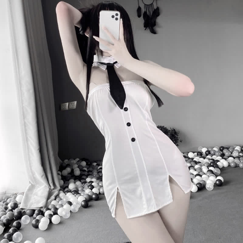 Strapless OL Uniform Lingerie Stockings Set