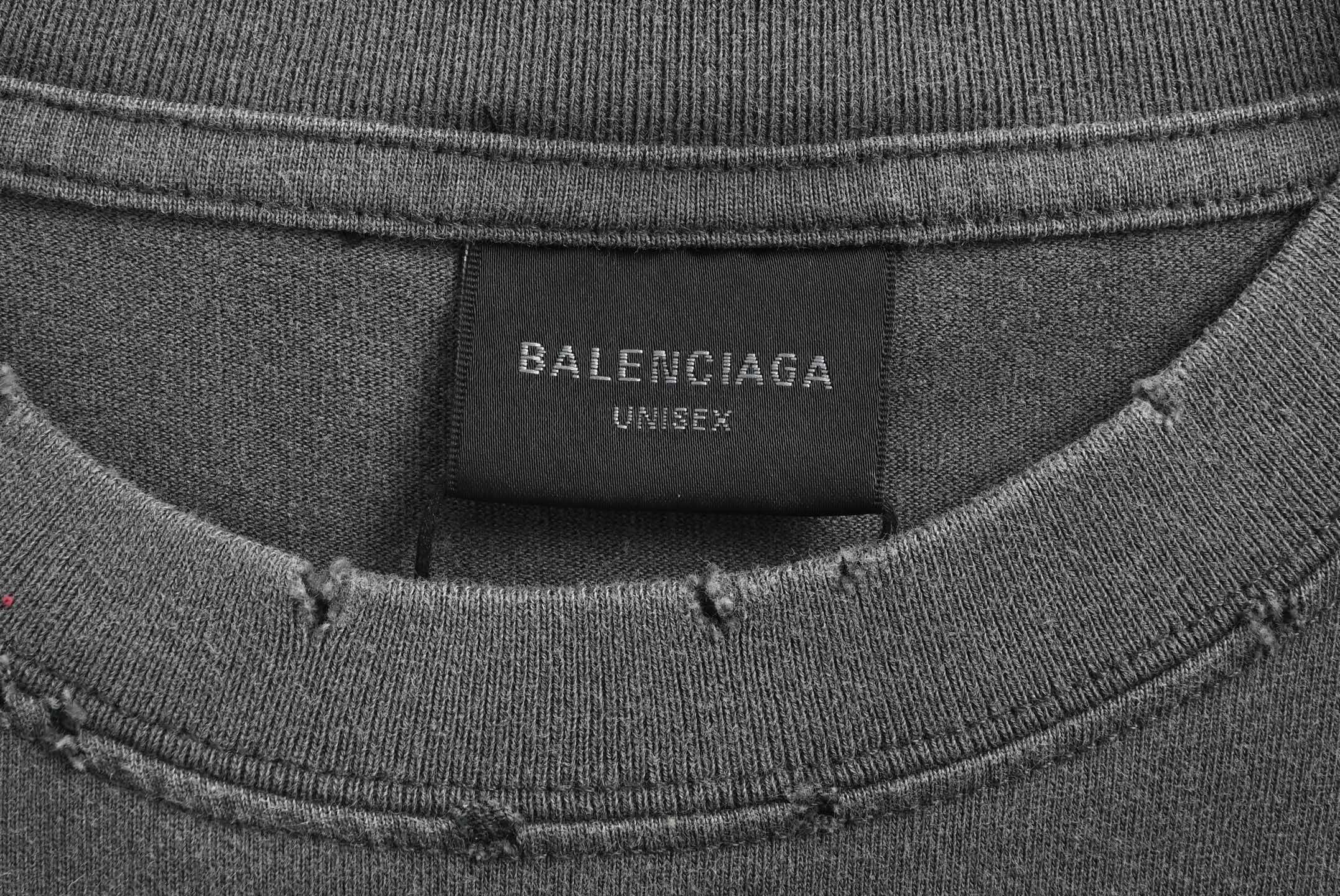 Balenciaga front and back letter embroidery hand-painted graffiti washed short sleeves