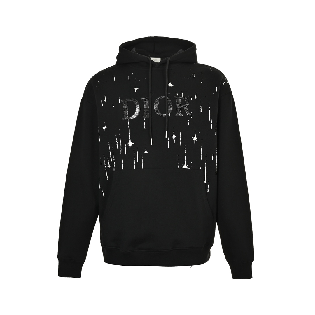 Dior 24Fw shooting star embroidered lettering hooded sweatshirt