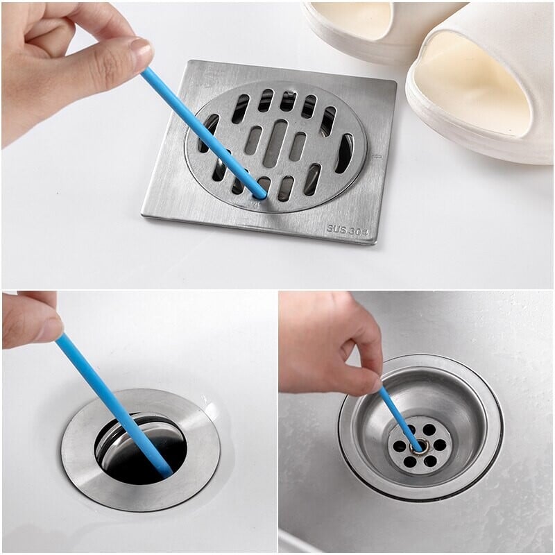 12/set Pipe Cleaning Sticks Oil Decontamination Kitchen Toilet Bathtub Drain Cleaneer