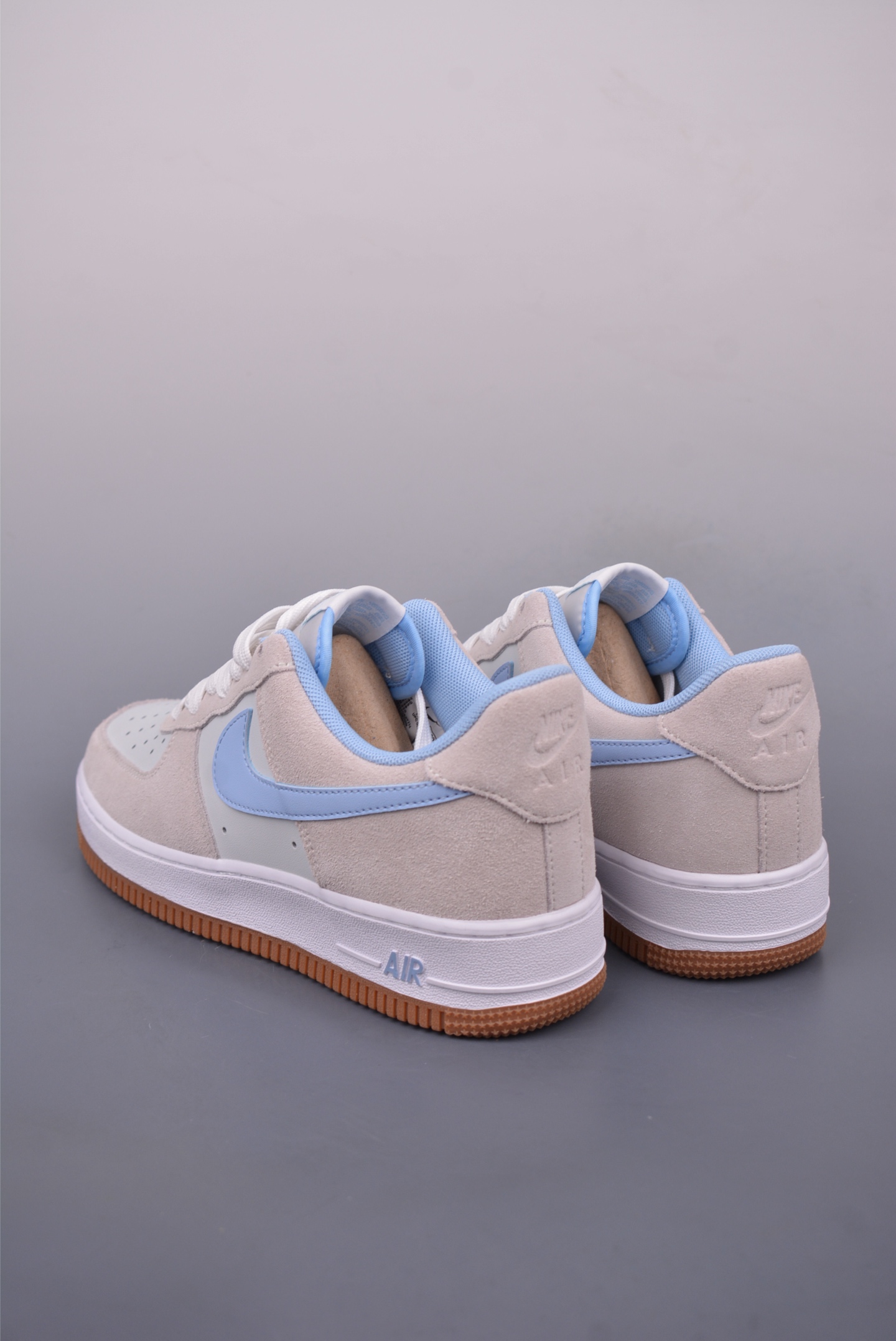 Nike Air Force 1'07 Low Sneakers White Gray Blue Raw Rubber Sole IB6388-002