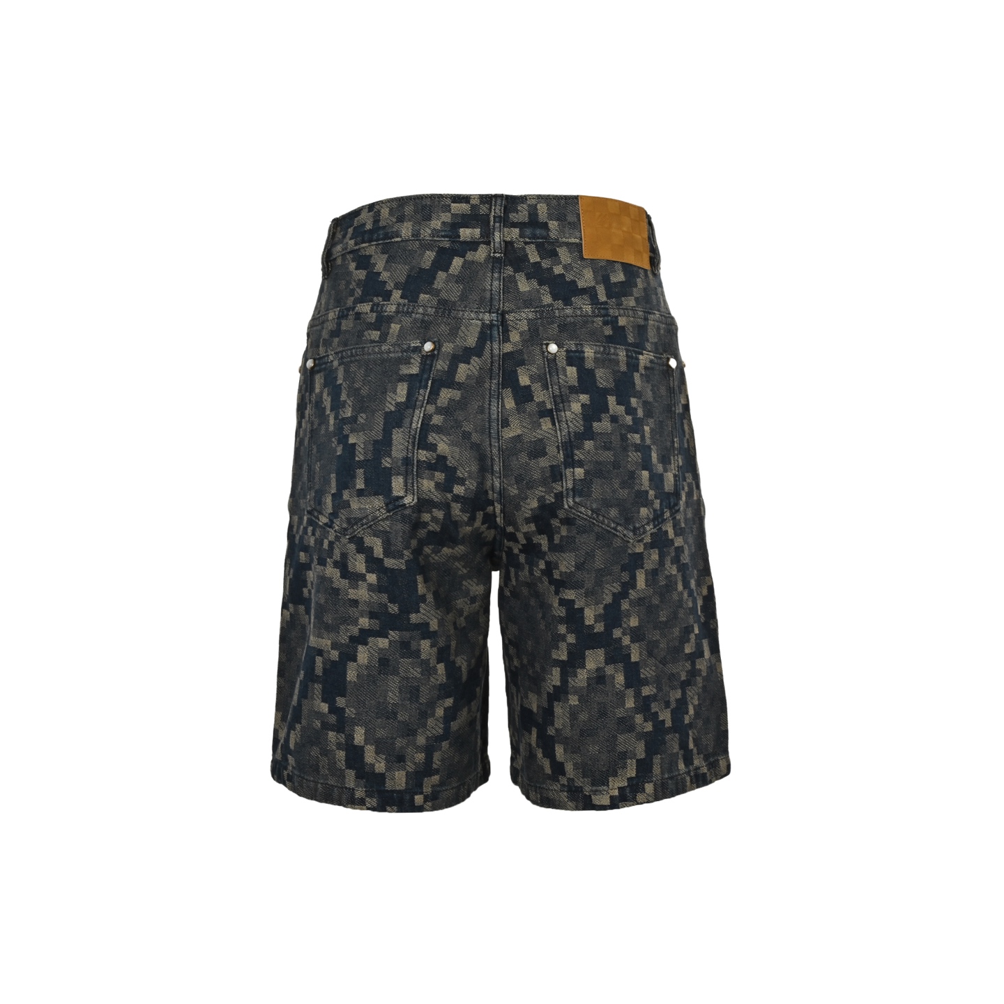 Louis Vuitton 25ss snake-print mosaic denim shorts
